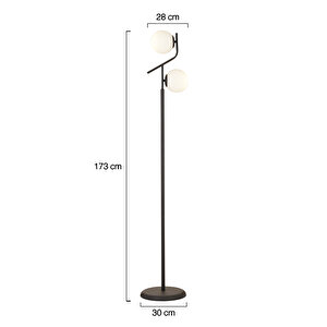 Velar Siyah Beyaz Camlı Modern Tasarım Metal Lambader