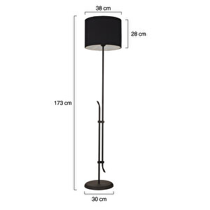 Jolly Siyah Şapkalı Siyah Modern Tasarım Ayaklı Abajur Lamba  Metal Lambader