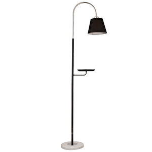 Lumina  Siyah Şapkalı Krom Modern Tasarım Ayaklı Abajur Lamba Metal Lambader Krom