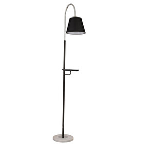 Lumina  Siyah Şapkalı Krom Modern Tasarım Ayaklı Abajur Lamba Metal Lambader Krom