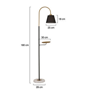 Lumina Siyah Şapkalı Eskitme Modern Tasarım Ayaklı Abajur Lamba Metal Lambader