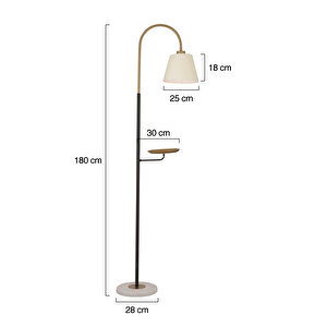 Lumina Beyaz Şapkalı Eskitme Modern Tasarım Ayaklı Abajur Lamba Metal Lambader