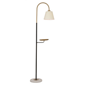 Lumina Beyaz Şapkalı Eskitme Modern Tasarım Ayaklı Abajur Lamba Metal Lambader