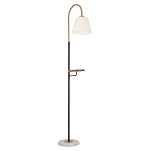 Lumina Beyaz Şapkalı Eskitme Modern Tasarım Ayaklı Abajur Lamba Metal Lambader