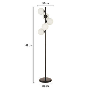 Uzel 5li Siyah Modern Tasarım Metal Lambader