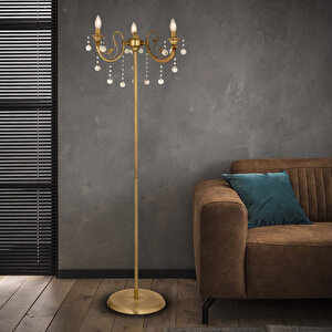 Beyza 3lü Eskitme Döküm Taşlı Modern Otantik Tasarım Metal Lambader