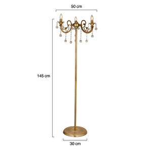 Beyza 3lü Eskitme Döküm Taşlı Modern Otantik Tasarım Metal Lambader