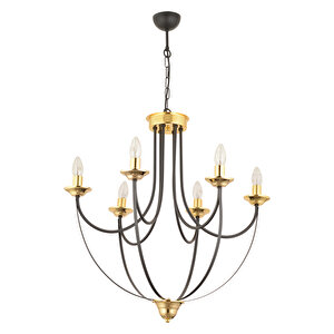 Obito 6lı Siyah Gold Modern Sarkıt Yatak Odası Retro Salon Avize Gold