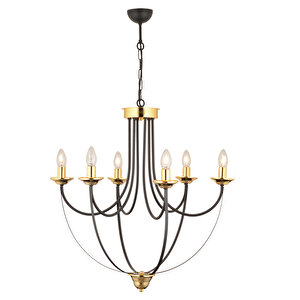 Obito 6lı Siyah Gold Modern Sarkıt Yatak Odası Retro Salon Avize Gold