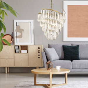 Arizona Eskitme  Kristalli, Taşlı Modern Tasarım Kristal Salon Avize Tekli