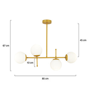 Günay 4lü Gold Modern Mutfak Yemek Masası Üstü Yatak Odası Salon Avize