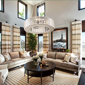 Lora Kristalli Krom  Kristalli, Taşlı Modern Tasarım Kristal Salon Avize