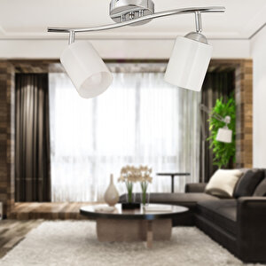 Riley 2li Krom Spot Bardak Camlı Modern Koridor Mutfak Salon Plafonyer Avize İkili