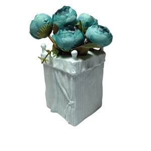 Vazo Dahil,Mavi Gül Yapay Çiçek Mini Vazolu 20 Cm Bosp-ba1403