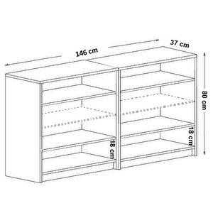 Kns204k-beyaz 4 Kapakli 4 Rafli Konsol