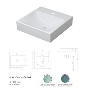Karen Banyo Fly Lavabo 48x48 Cm, Kare Çanak Lavabo,  Köşe Lavabo