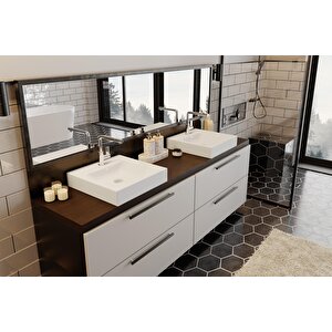 Karen Banyo Fly Lavabo 48x48 Cm, Kare Çanak Lavabo,  Köşe Lavabo