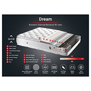 Dream Yatak Tek Kişilik Çift Pedli Ekstra Lüks Yatak 34 Cm Pamuklu Örme Kumaş 90x190 cm