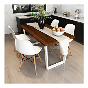 Hayal Masif Ceviz Renk 140x70 Sandalyeli Masa Takımı Cpt7330-140 140x70 cm