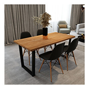 Beril Masif Tik Renk 180x80 Sandalyeli Masa Takımı Cpt7353-180 180x80 cm