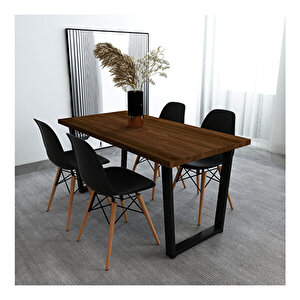 Beril Masif Ceviz Renk 180x80 Sandalyeli Masa Takımı Cpt7354-180 180x80 cm