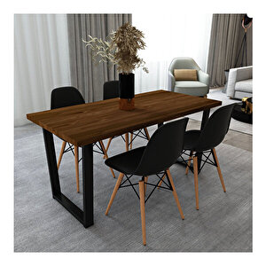 Beril Masif Ceviz Renk 180x80 Sandalyeli Masa Takımı Cpt7354-180 180x80 cm