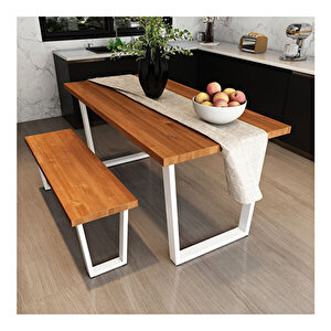 Mayıs Masif Tik Renk 180x80 Banklı Yemek Masası Cpt7520-180 180x80 cm