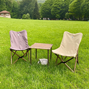 Ahşap Katlanır Kamp Ve Piknik Masası Antrasit 50x50x50cm
