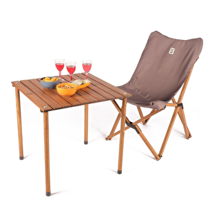 Ahşap Katlanır Kamp Ve Piknik Masası Kahverengi 60x60x55cm