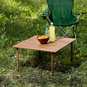 Ahşap Katlanır Kamp Ve Piknik Masası Kahverengi 70x70x40cm