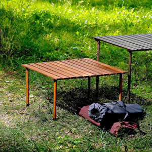 Ahşap Katlanır Kamp Ve Piknik Masası Kahverengi 70x70x40cm
