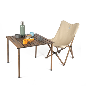 Ahşap Katlanır Kamp Ve Piknik Masası Antrasit 70x70x55cm