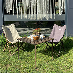 Ahşap Katlanır Kamp Ve Piknik Masası Antrasit 70x70x55cm