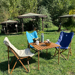 Ahşap Katlanır Kamp Ve Piknik Masası Kahverengi 70x70x55cm