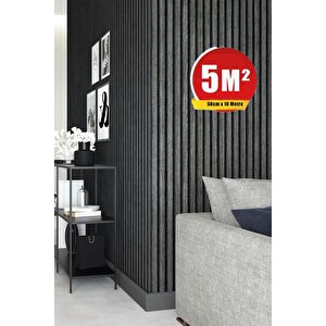 Zümrüt Exclusıve 5400 Lambri Panel Ahşap Gri Kül Renk Duvar Çıtası Desenli Duvar Kağıdı 5 M²