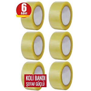 İnciFiks 6 Adet Koli Bandı 45 MM X 100 Metre Şeffaf Güçlü Yapışkanlı Kopmayan Bant Bandı Bantları Süper