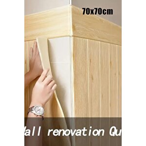 4 Adet, 70x70Cm 0,50M² 3d Meşe Ahşap Lambri Görünüm Kendinden Yapışkanlı Duvar Kağıdı Kaplama Panel Köpük -AD05