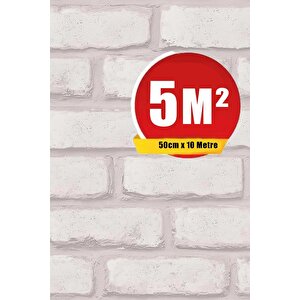 Zümrüt Exclusive 9021 Soft Beyaz Lüx Tuğla Desen Duvar Duvar Kağıdı 5M²