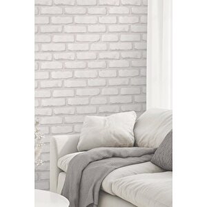 Zümrüt Exclusive 9021 Soft Beyaz Lüx Tuğla Desen Duvar Duvar Kağıdı 5M²