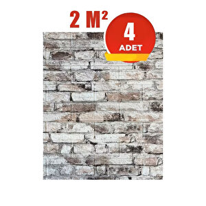 4 Adet, 70x77 Cm Beyaz 0,54M² 3d Kendinden Yapışkanlı Tuğla Duvar Kağıdı Kaplama Panel Köpük-FC83