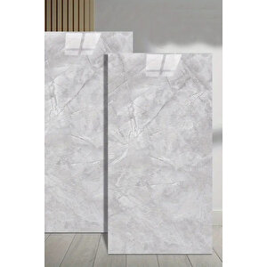 10 Adet 30x60 Cm Açık Gri Mermer Desenli Kendinden Yapışkanlı Seramik Köpük Banyo PVC Duvar Paneli-M088