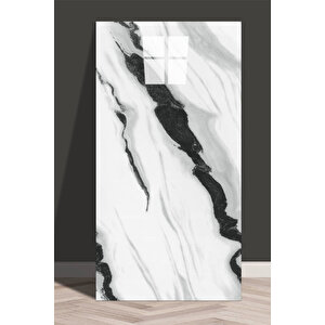 30x60 Cm Beyaz Damar Mermer Desenli Kendinden Yapışkanlı Mutfak Banyo Wc Kaplama Pvc Panel-MR19