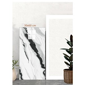 30x60 Cm Beyaz Damar Mermer Desenli Kendinden Yapışkanlı Mutfak Banyo Wc Kaplama Pvc Panel-MR19