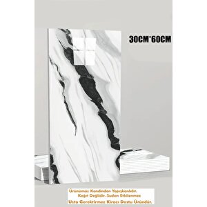 30x60 Cm Beyaz Damar Mermer Desenli Kendinden Yapışkanlı Mutfak Banyo Wc Kaplama Pvc Panel-MR19