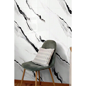 30x60 Cm Beyaz Damar Mermer Desenli Kendinden Yapışkanlı Mutfak Banyo Wc Kaplama Pvc Panel-MR19
