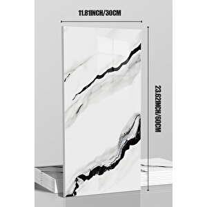 30x60 Cm Beyaz Damar Mermer Desenli Kendinden Yapışkanlı Mutfak Banyo Wc Kaplama Pvc Panel-MR19
