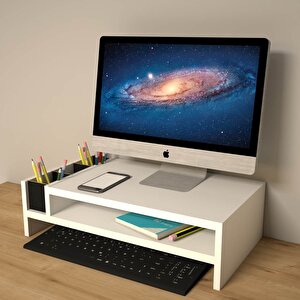 Sally Monitör Yükseltici Beyaz Raf