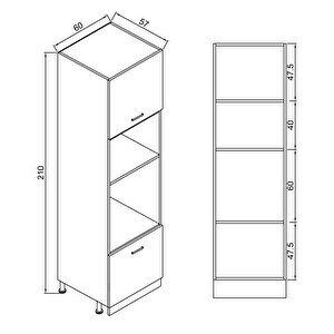 60 Cm Beyaz Melamin Ankastre Fırın Mikrodalga Boy Dolabı