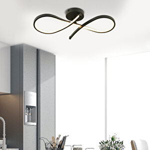 Vetto Siyah 38 Watt Plafonyer 3 Renkli Ledli Modern Mutfak Banyo Led Salon Sarkıt Avize Siyah