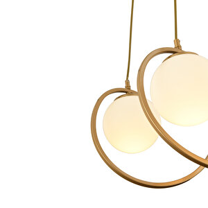Jarry 3lü Beyaz Camlı Eskitme Boyalı Modern Tasarım Yemek Masası Üstü Salon Avize